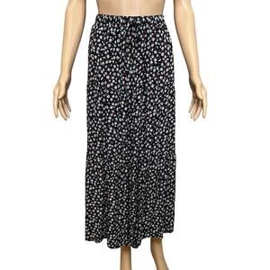 Karen Kane Floral Maxi Skirt 2X Black Multi Tiered A-line Boho Cottagecore